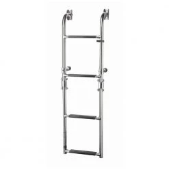 V-Quipment 4-Step Folding Boarding Ladder Transom Mount With Black Grips