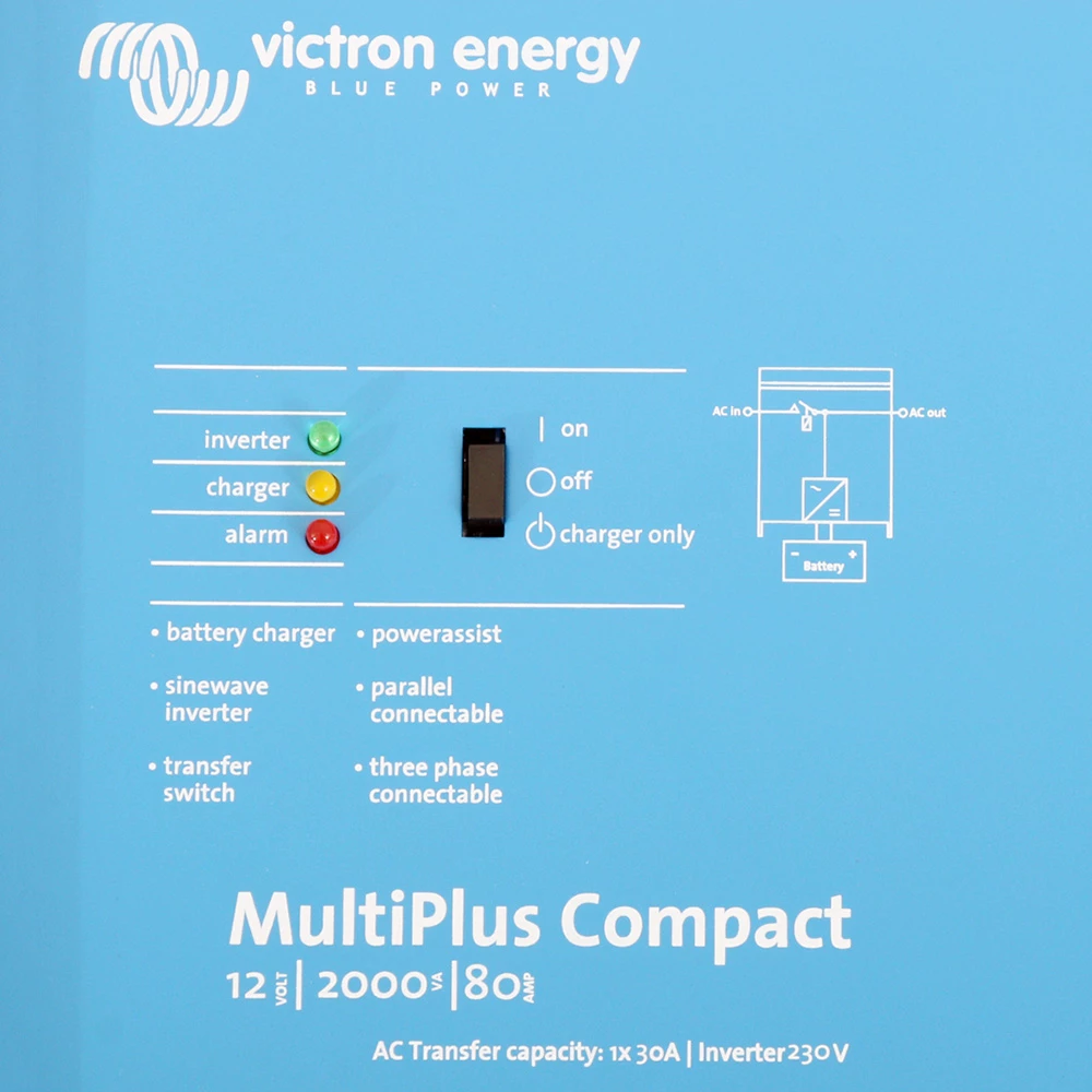 Victron Energy MultiPlus Compact Inverter/Charger 12/2000/80-30 230VAC 2 Victron Energy MultiPlus Compact Inverter/Charger 12/2000/80-30 230VAC