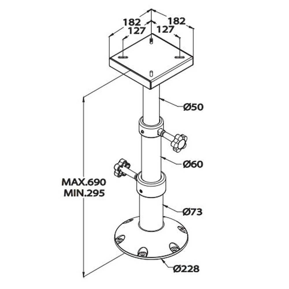 V-Quipment Telescopic Table Pedestal 29-69cm 3 V-Quipment Telescopic Table Pedestal 29-69cm